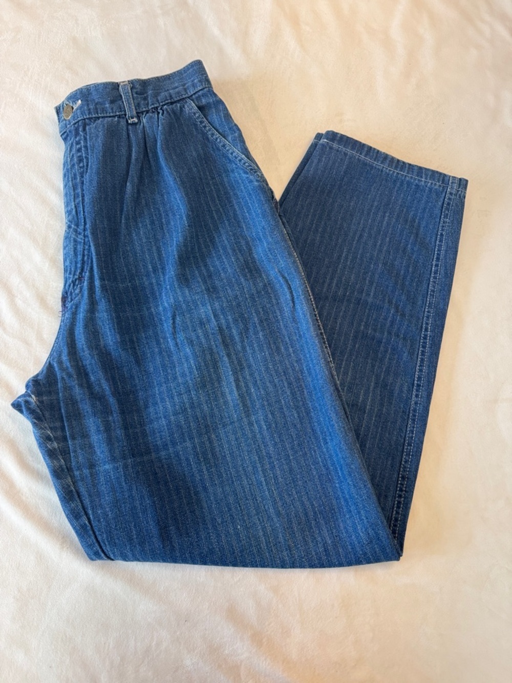 Vintage! Lee Relaxed Fit Pleated Pinstripe Jeans, High Rise- See Measurements